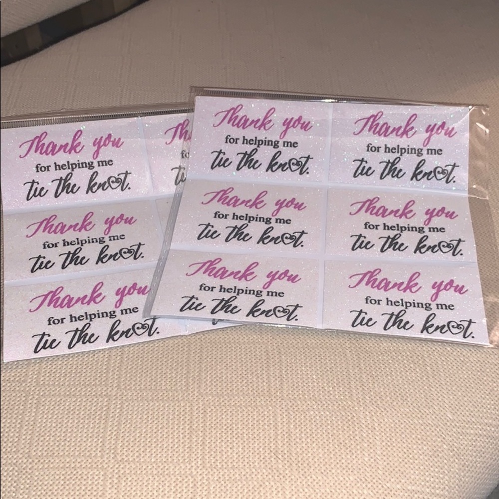 Glitter Thank You stickers for bridesmaids
